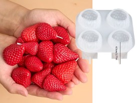 Molde silicona 4 frutillas